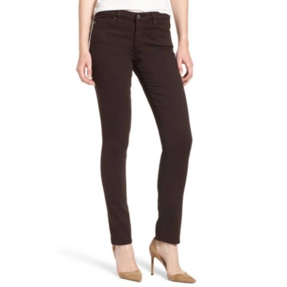 AG JEANS Prima Mid-Rise Cigarette Jeans in Dark Deep Brown Burgundy Size 27R - Picture 1 of 9